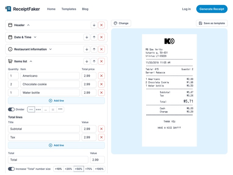 Receipt Faker – screenshot 2