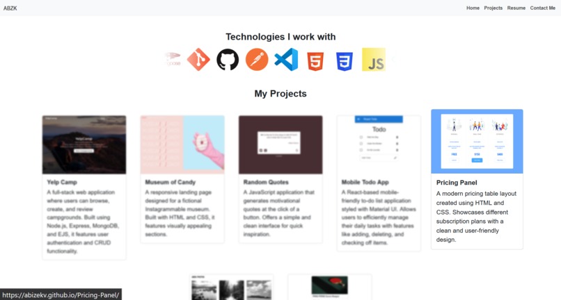 Abizek's Portfolio – screenshot 2