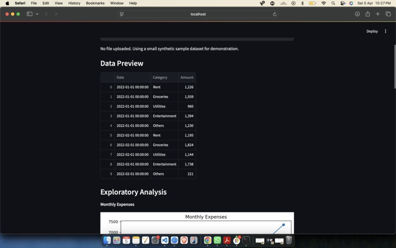 Personal Finance Tracker and Predictor – screenshot 1