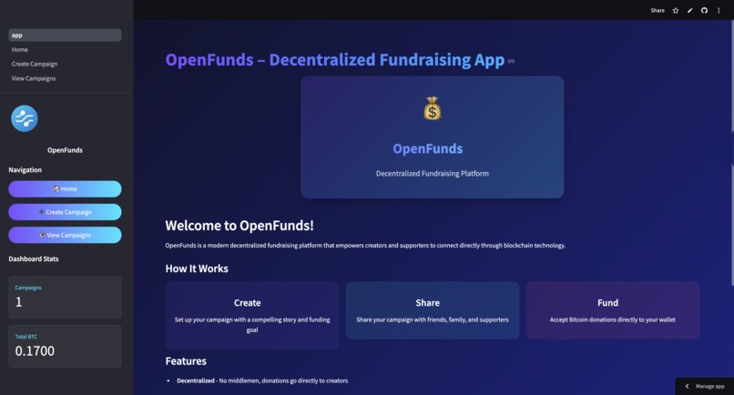 OpenFunds – Decentralized Fundraising App – screenshot 3