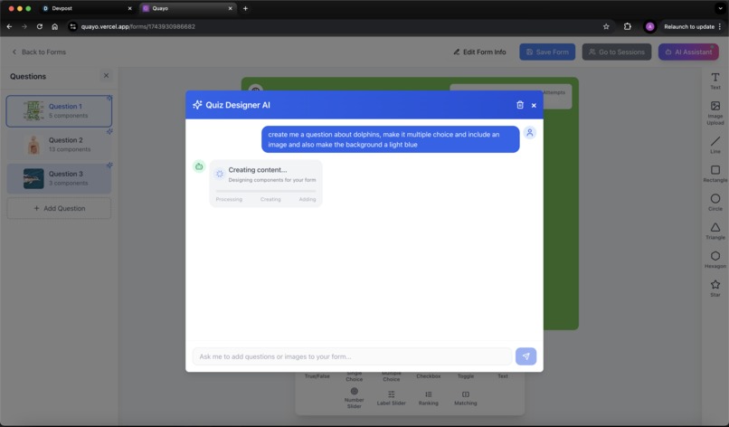 Quayo - A Custom Quiz Building Webapp – screenshot 6