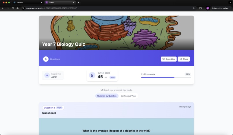 Quayo - A Custom Quiz Building Webapp – screenshot 12