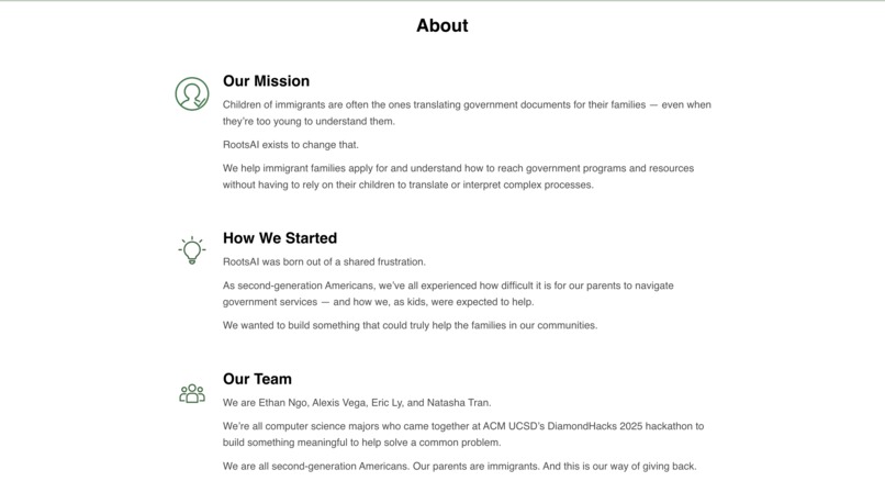 RootsAI – screenshot 2