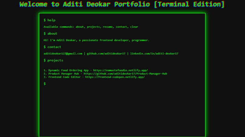 Developer Portfolio [Terminal Edition] – screenshot 1
