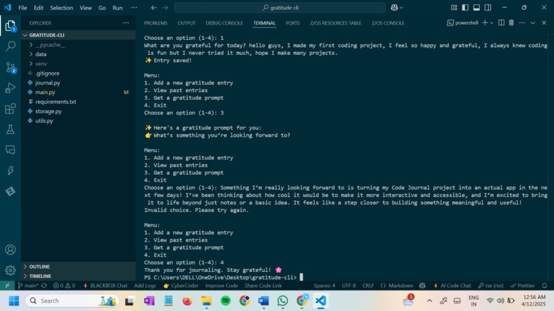 Gratitude CLI – screenshot 2