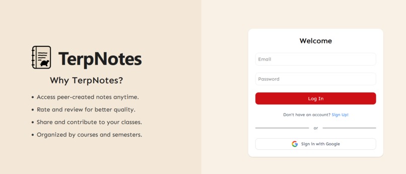TerpNotes – screenshot 2