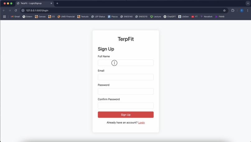 TerpFit – screenshot 2