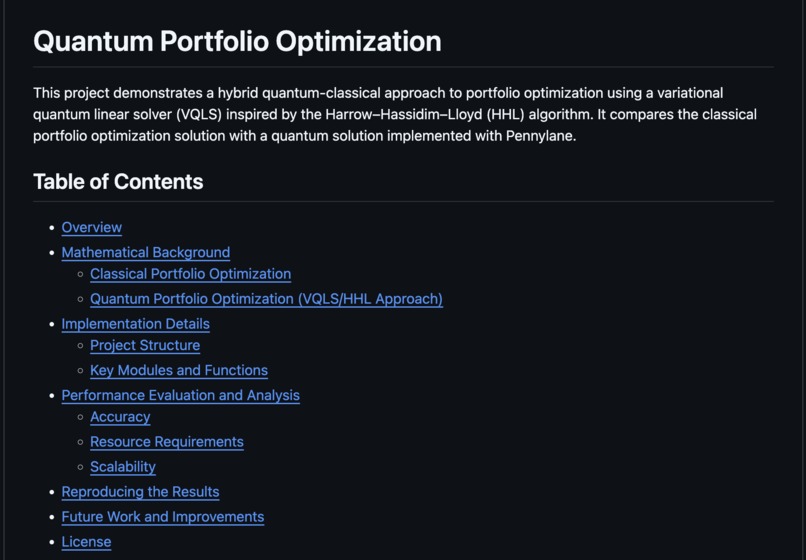 Quantum vs Classical Portfolio Optimization – screenshot 1