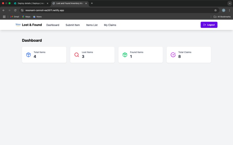 Lost and found inventory management system – screenshot 2