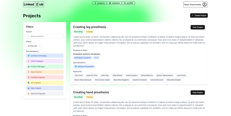 [Ogólna][DROP TABLE DRUZYNY;] LinkedHub – screenshot 1