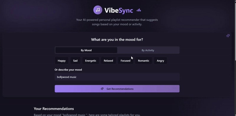 VibeSync-Your AI Music Assistant !  – screenshot 1