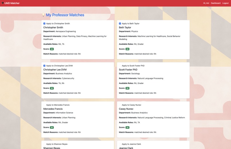  TerpMatch: LLM-Powered Research Connector – screenshot 5