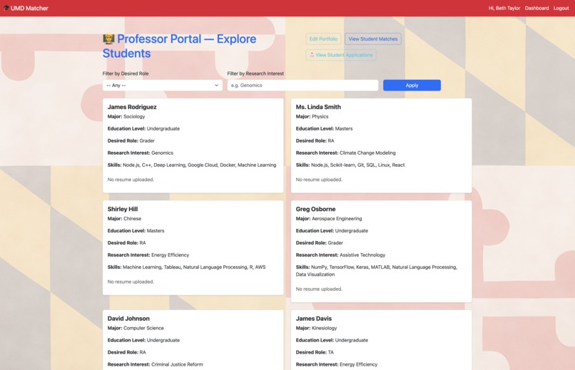  TerpMatch: LLM-Powered Research Connector – screenshot 6