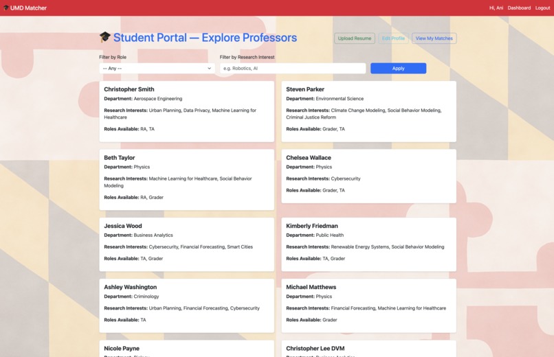 TerpMatch: LLM-Powered Research Connector – screenshot 4