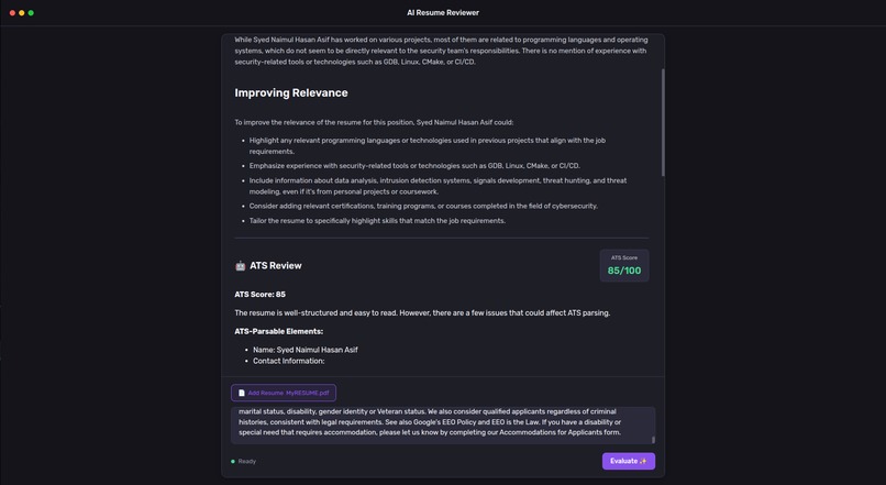 AI Resume Reviewer – screenshot 2
