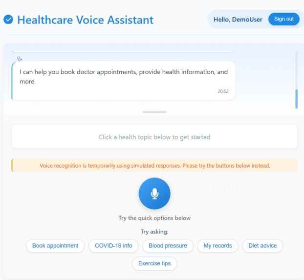AI-Powered Healthcare Voice Assistant – screenshot 1