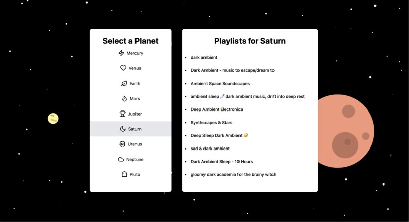 Space Playlist Recommendation – screenshot 2