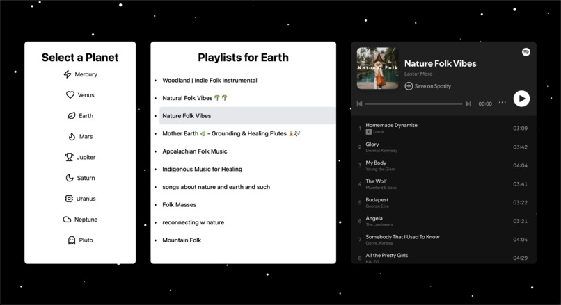 Space Playlist Recommendation – screenshot 4