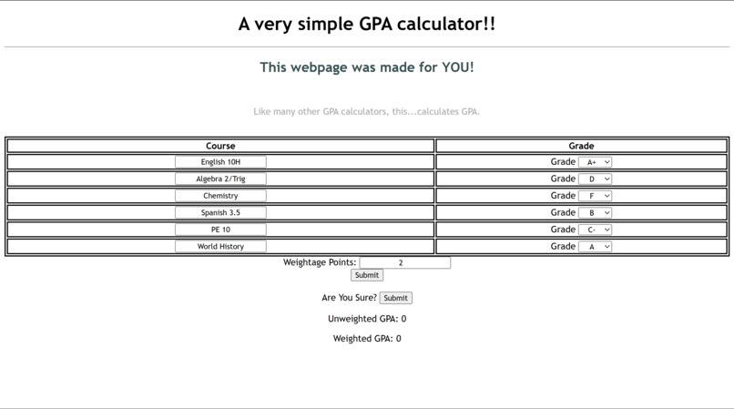 The Humble GPA Calculator – screenshot 1