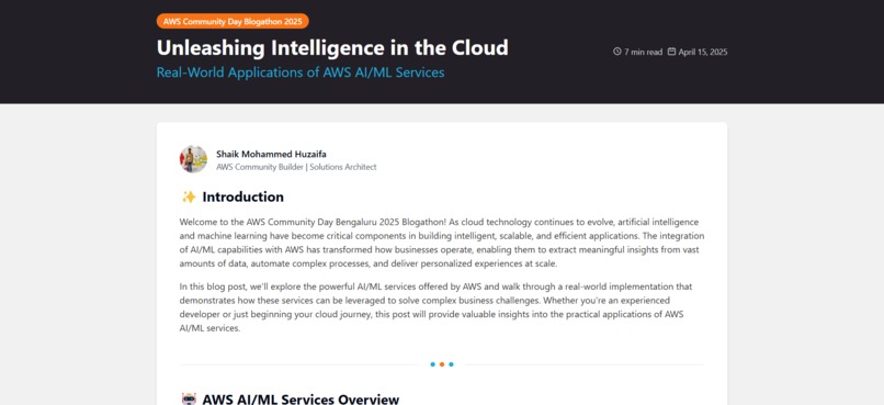 Custom Blog Page for AI/ML Services on AWS – screenshot 1