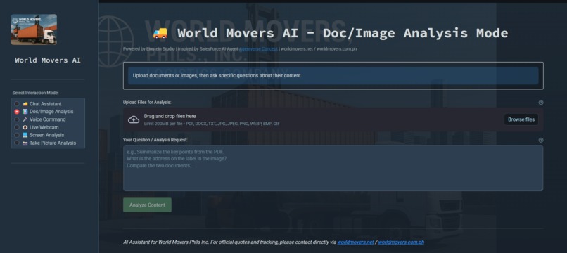 World Movers AI-agent multimodal customer service/marketing – screenshot 5