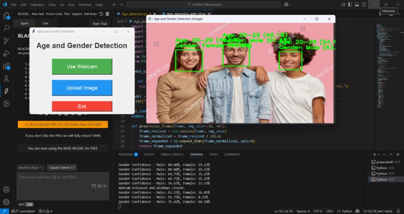 Age&Gender detection CNN model – screenshot 1