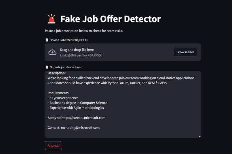 fake job detector  – screenshot 1