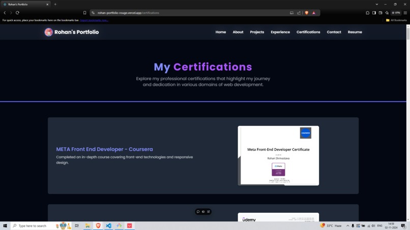 Rohan’s Portfolio – screenshot 1