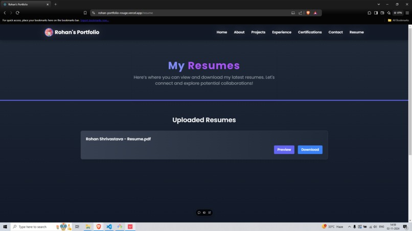 Rohan’s Portfolio – screenshot 4