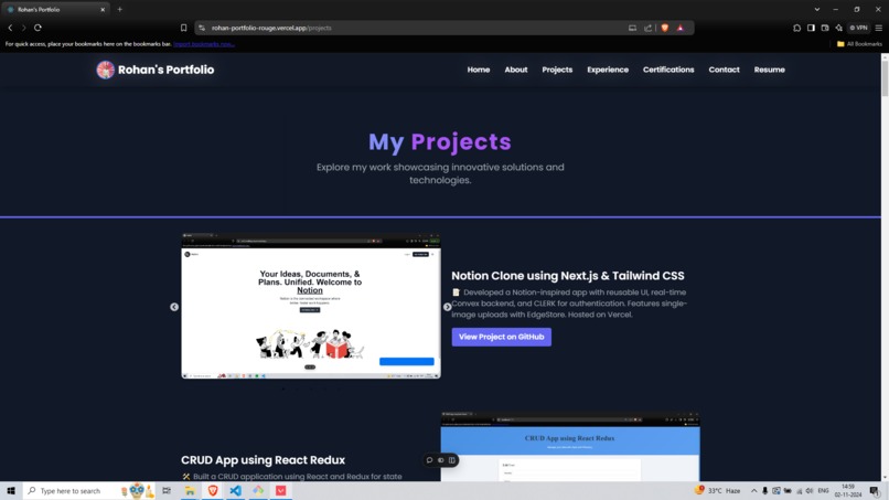 Rohan’s Portfolio – screenshot 5