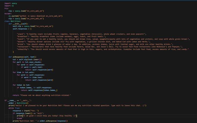 Nutrition Chat-Bot – screenshot 1