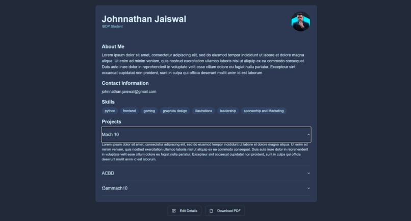 Portfolio Generator – screenshot 1