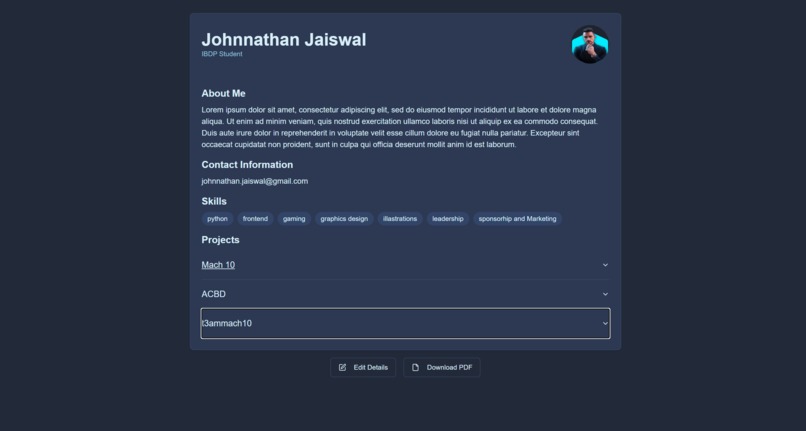 Portfolio Generator – screenshot 2
