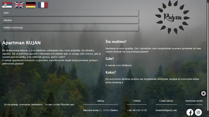 Apartman Rujan Website – screenshot 1