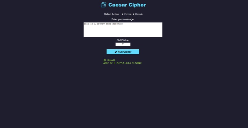 Caesar Cypher Encryptor/Decryptor – screenshot 1