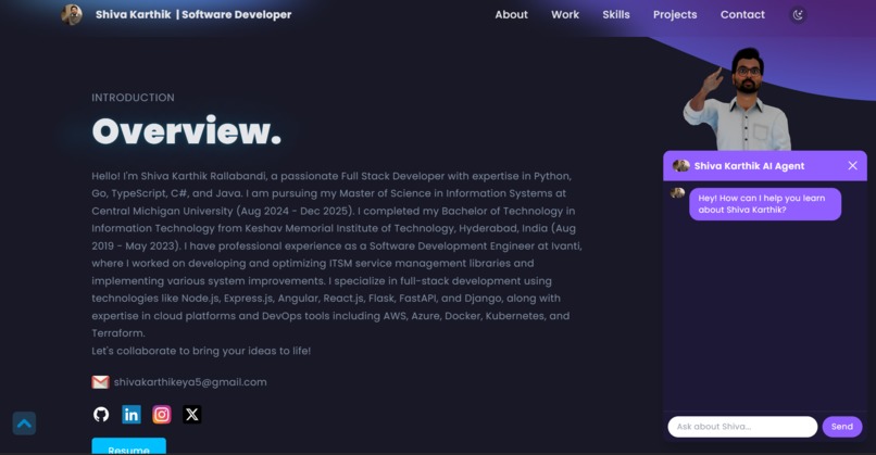 Port3D: Shiva Karthik's AI-Powered Portfolio – screenshot 1