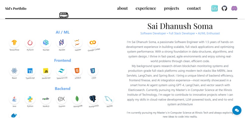 Sid's portfolio – screenshot 3