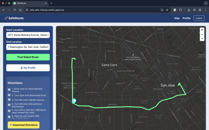 SafeRoute – screenshot 1