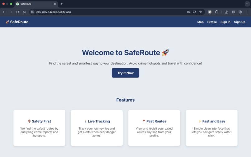 SafeRoute – screenshot 2