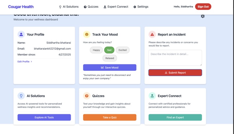 Cougar Health – screenshot 1
