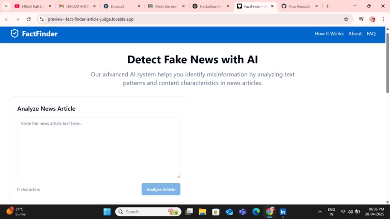 Fake News Detection System – screenshot 1