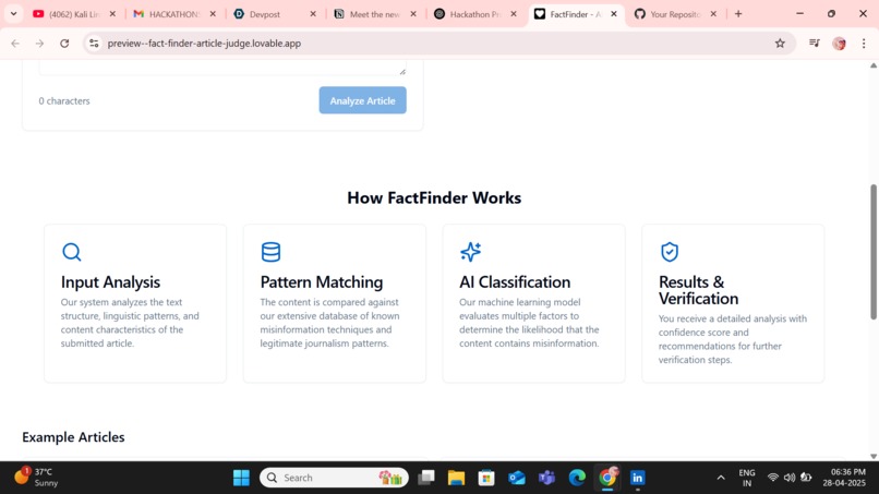 Fake News Detection System – screenshot 2
