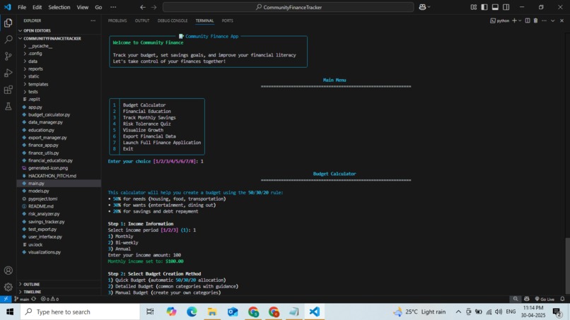 Community Finance Python App Using AI – screenshot 2