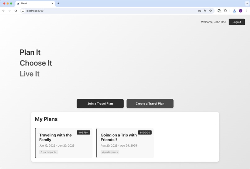 planeIt – screenshot 1