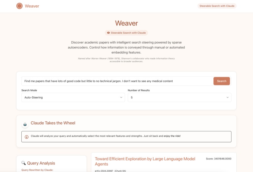 Weaver: Steerable Search with Claude – screenshot 1