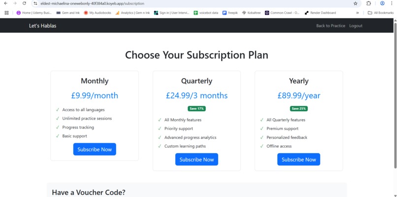 Let's Hablas: Voice enabled Spanish Conversation Tutor – screenshot 1