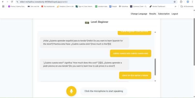 Let's Hablas: Voice enabled Spanish Conversation Tutor – screenshot 2