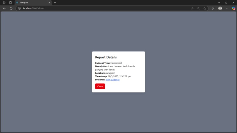 SafeSpace: AI-Powered Incident Reporting for Justice – screenshot 11
