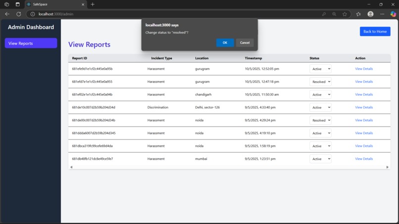 SafeSpace: AI-Powered Incident Reporting for Justice – screenshot 10