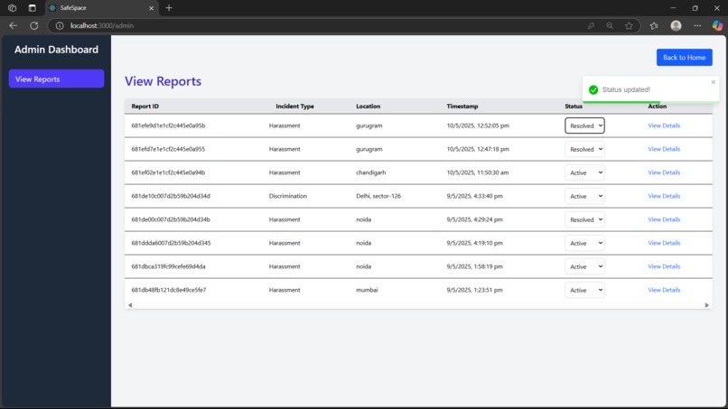 SafeSpace: AI-Powered Incident Reporting for Justice – screenshot 9